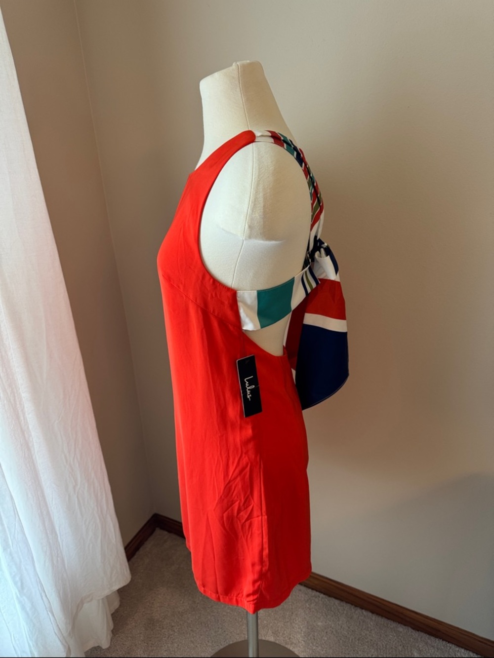 Lulus Red Sundress with Multicolor Striped Bow - Picture 2 of 4
